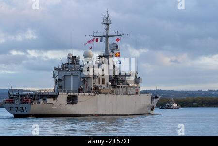 220628-N-OR809-1021  PEARL HARBOR (June 28, 2022) –  French Navy frigate Prairal (F731) arrives at Joint Base Pearl Harbor-Hickam to participate in the Rim of the Pacific (RIMPAC) 2022. Twenty-six nations, 38 ships, four submarines, more than 170 aircraft and 25,000 personnel are participating in RIMPAC from June 29 to Aug. 4 in and around the Hawaiian Islands and Southern California. The world’s largest international maritime exercise, RIMPAC provides a unique training opportunity while fostering and sustaining cooperative relationships among participants critical to ensuring the safety of se Stock Photo