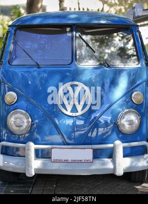 1964 Blue White VW Split Screen Volkswagen camper van in a field ...