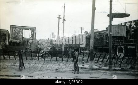 barricade during the Japanese invasion of Shanghai in 1937 Stock Photo ...