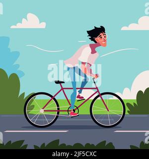 world car free day, man in bike Stock Vector