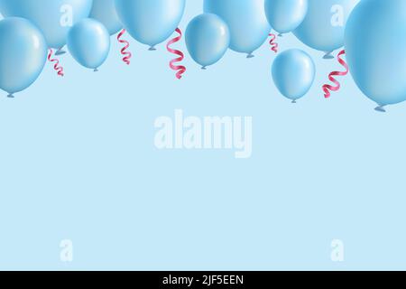 Blue balloons. Vector illustration. Stock Vector