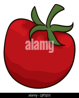 A vibrant red tomato vector illustration with a shocked facial ...