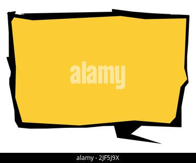 Yellow dialog box template with square borders, ready for speeches and conversations in cartoon style. Stock Vector