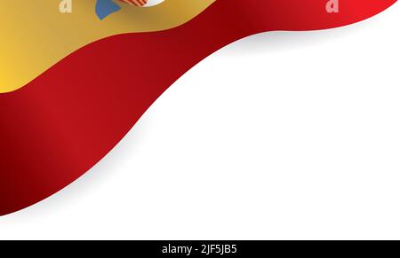 Template with blank space and decorative Spain flag in the top-left corner. Stock Vector