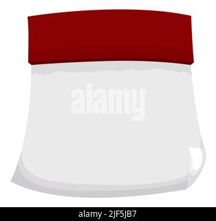 Classic loose-leaf calendar template with folded edge and empty date, design in cartoon style over white background. Stock Vector