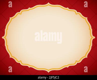 Design with empty elegant label with frame ready to put texts on it over red background. Stock Vector