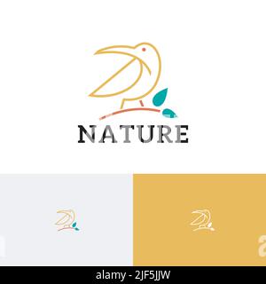 Nature Wildlife Zoo Bird Simple Line Style Logo Stock Vector
