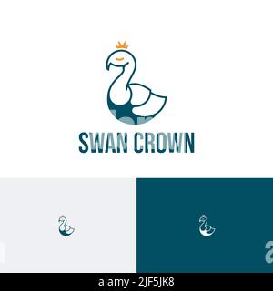 Swan Crown Duck Elegant Animal Nature Logo Stock Vector
