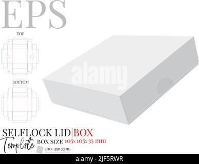 Lid Box Template. Vector with Die Cut, Laser Cutting. White, clear, blank, isolated Heart Box with mock up on white background with perspective view. Stock Vector