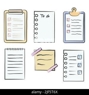 Checklist doodle vector set. Hand drawn sketch style Stock Vector