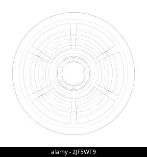 Outline drawing or sketch of cylindrical device Stock Vector