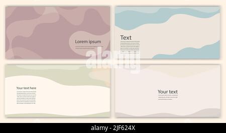 Creative modern layout template set in minimalist style with curved shapes.Set poster copy space.Backgrounds banner leaflet covers or web pages.Banner Stock Vector