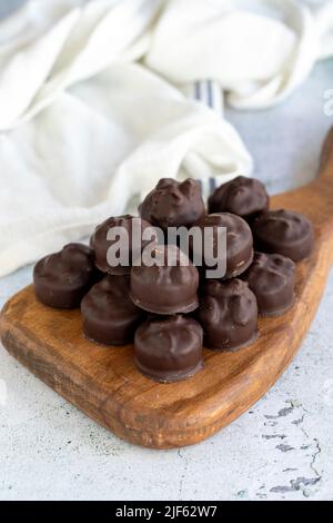 Hazelnut chocolate. Special hazelnut chocolate on a white background. close up Stock Photo