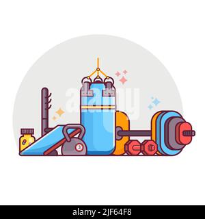 Weight Lifting and Power Lifting Line Scene Stock Vector