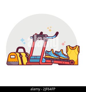 Fitness Scene with Sport Running Equipment Stock Vector