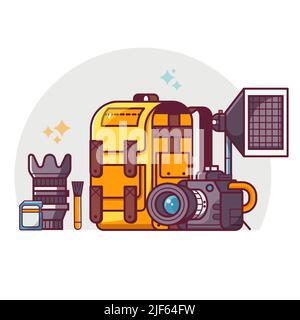 Digital Photo Studio Scene with Photographer Stuff Stock Vector