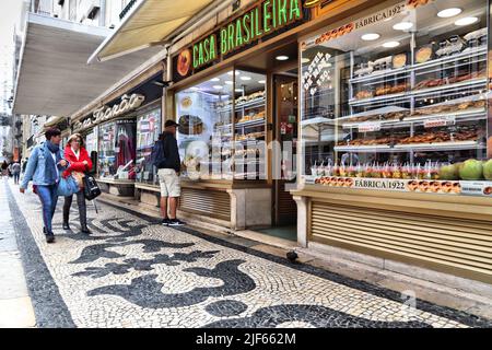 LISBON, PORTUGAL - JUNE 4, 2018: People visit Casa Brasileira bakery in Lisbon. Lisbon is the 11th-most populous urban area in the EU (2.8 million peo Stock Photo