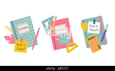 Back to school notebook set vector illustration Stock Vector