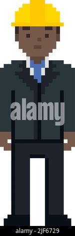 Architect avatar job and profession. Pixel vector illustration. Icon ...