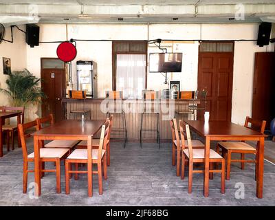old Chinese style wooden chairs and tables Stock Photo