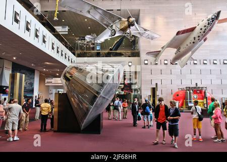 WASHINGTON, DC - JUNE 13, 2013: People visit Smithsonian National Air and Space Museum in Washington. It holds the largest collection of historic airc Stock Photo