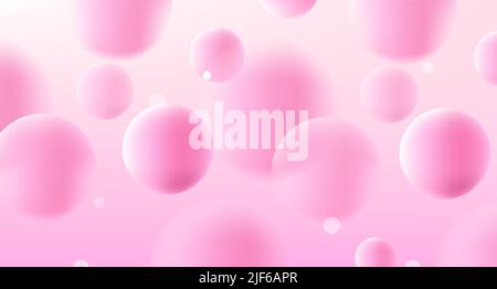 Abstract background with soft pink bubbles flying randomly and creating texture. Vector illustration Stock Vector