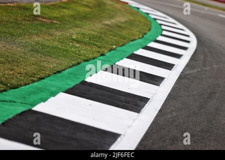 Silverstone, England. 30th June 2022. Circuit atmosphere - kerb detail. British Grand Prix, Thursday 30th June 2022. Silverstone, England. Credit: James Moy/Alamy Live News Credit: James Moy/Alamy Live News Stock Photo