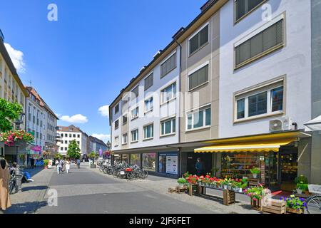 Würzburg, Germany - June 2022: Side street called 'Plattnerstrasse' in old town Stock Photo