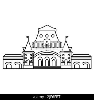 Vladivostok city illustration of railway station building. Vector illustration Stock Vector