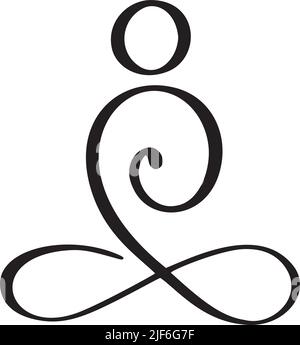 Yoga Lotus pose icon Vector Logo concept. Meditation Yoga Minimal Symbol. Health Spa Meditation Harmony Zen Logotype. Creative Graphic Sign design Stock Vector
