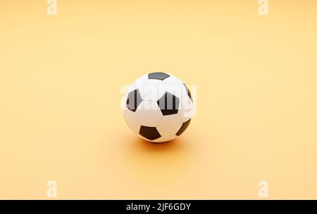 Soccer ball on pastel yellow background. Minimal creative concept. 3D illustration Stock Photo