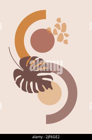 Modern illustration with watercolor circles, spots, golden lines, powder, brush strokes. Blue, brown transparent circles for wall drawings, logos, cov Stock Vector