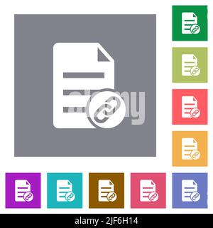 Attach document solid flat icons on simple color square backgrounds Stock Vector