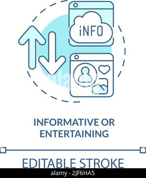 Informative and entertaining turquoise concept icon Stock Vector