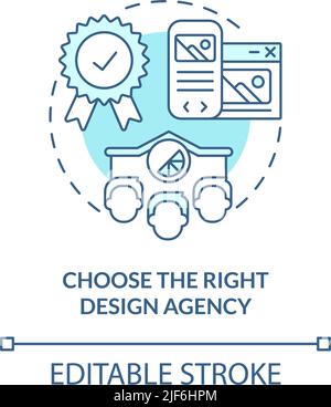 Choose right design agency turquoise concept icon Stock Vector
