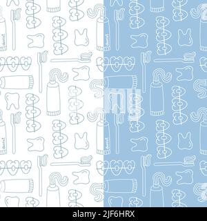 Pattern on the theme of dental medicine, with retainers toothpaste tooth and tooth Stock Vector