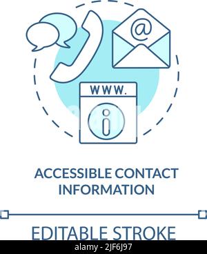 Accessible contact information turquoise concept icon Stock Vector