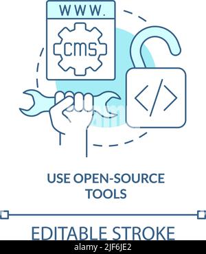 Use open-source tools turquoise concept icon Stock Vector