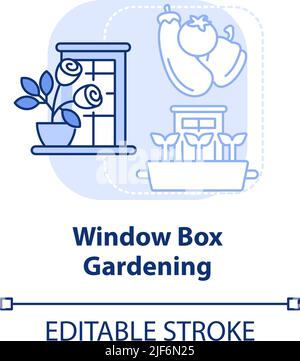 Window box gardening light blue concept icon Stock Vector