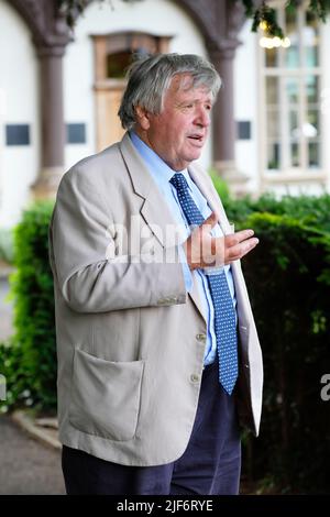 Leominster, Herefordshire, UK - Thursday 30th June 2022 - Councillor Terry James ( Liberal Democrat ) speaks at a protest against the Children's Service department of Herefordshire Council following a critical Ofsted report and a High Court judgement critical of the local authorities Children's Services dept. Photo Steven May / Alamy Live News Stock Photo