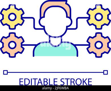 Assign permissions to user RGB color icon Stock Vector