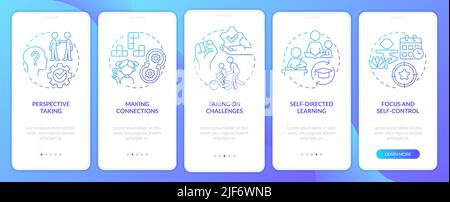Skills for kids blue gradient onboarding mobile app screen Stock Vector