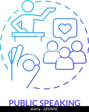 Public speaking blue gradient concept icon Stock Vector