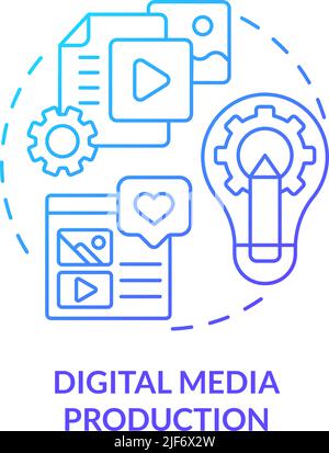 Digital media production blue gradient concept icon Stock Vector