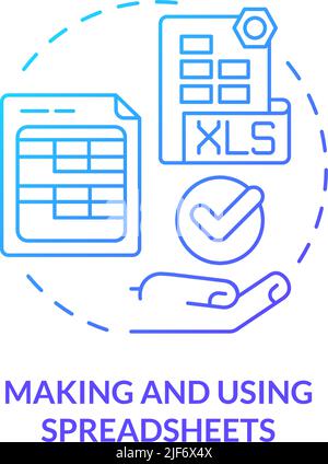 Making and using spreadsheets blue gradient concept icon Stock Vector