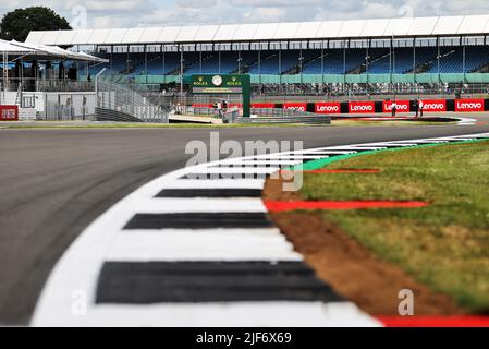 Circuit atmosphere - kerb detail. British Grand Prix, Thursday 30th June 2022. Silverstone, England. Credit: James Moy/Alamy Live News Stock Photo