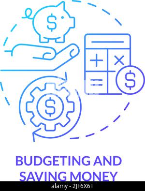Budgeting and saving money blue gradient concept icon Stock Vector