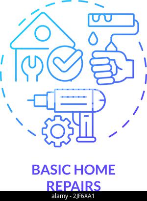 Basic home repairs blue gradient concept icon Stock Vector