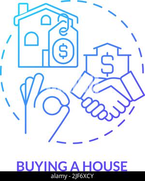 Buying house blue gradient concept icon Stock Vector