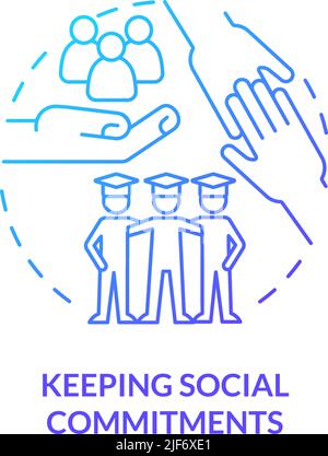 Keeping social commitments blue gradient concept icon Stock Vector